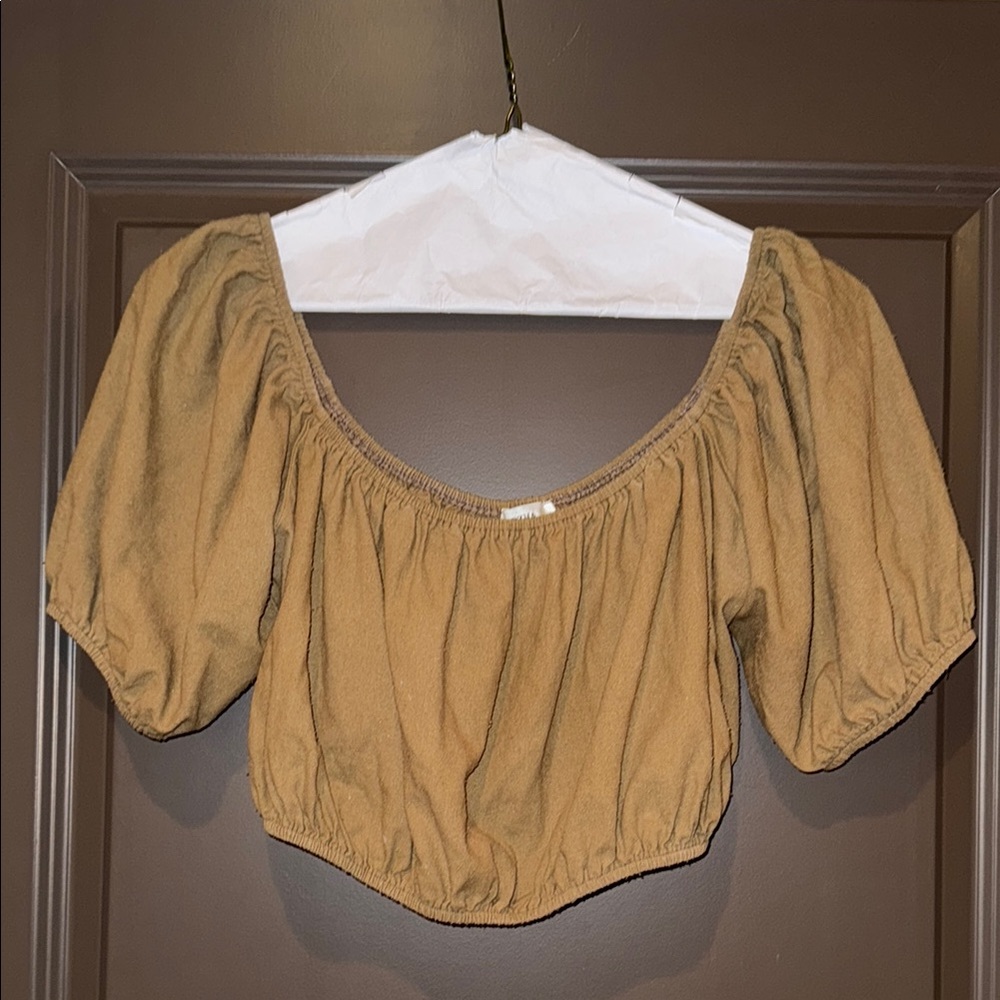 Ozma 100% Raw Silk Puff Sleeve Crop Top